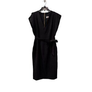 New Eliza J Women's Size 10 Black Sleeveless Sheath Midi Dress with Belt